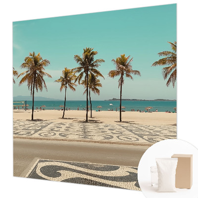 High quality wall mural wallpaper with a palm tree beach design
