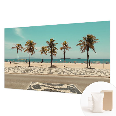 High quality wall mural wallpaper with a palm tree beach design