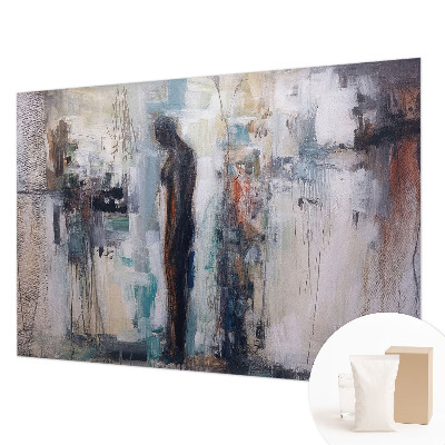 Decorative wall mural for living room featuring a mysterious figure