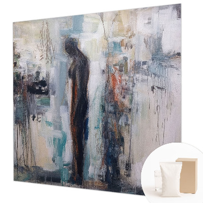 Decorative wall mural for living room featuring a mysterious figure