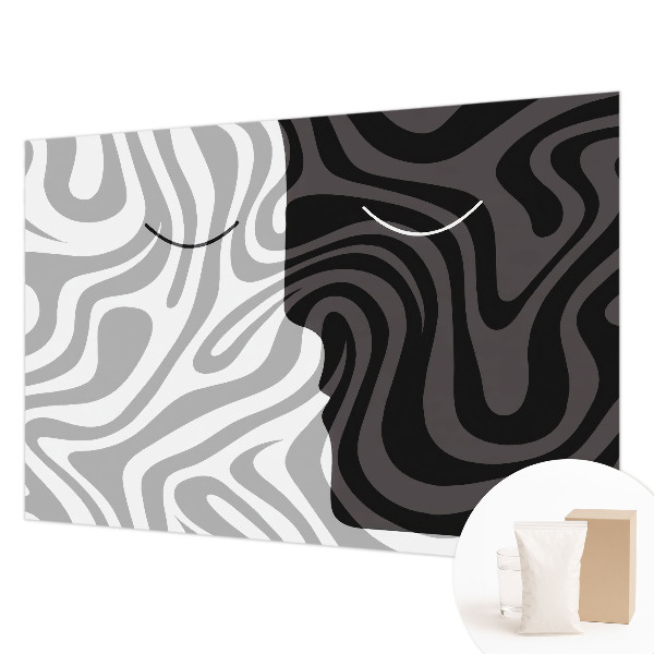 Premium photo wallpaper with an abstract faces design