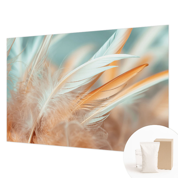 Non-woven photo wallpaper with a delicate feather pattern