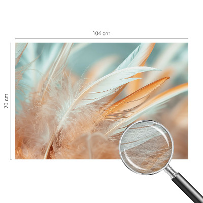 Non-woven photo wallpaper with a delicate feather pattern