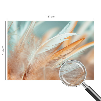Non-woven photo wallpaper with a delicate feather pattern