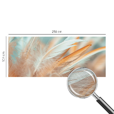 Non-woven photo wallpaper with a delicate feather pattern
