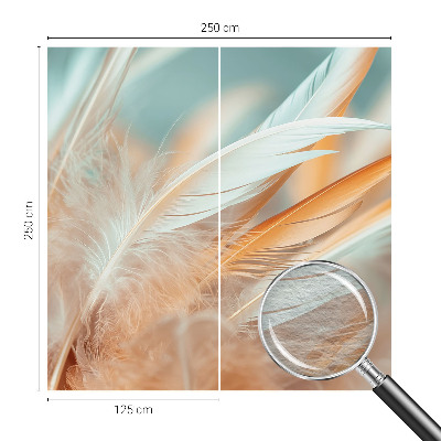 Non-woven photo wallpaper with a delicate feather pattern