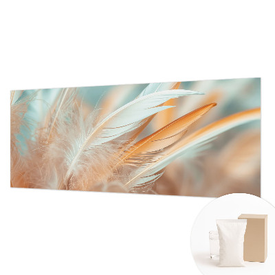 Non-woven photo wallpaper with a delicate feather pattern