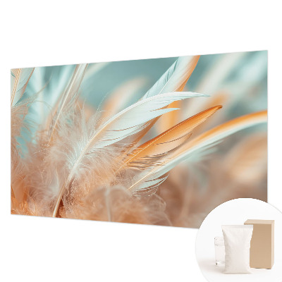 Non-woven photo wallpaper with a delicate feather pattern