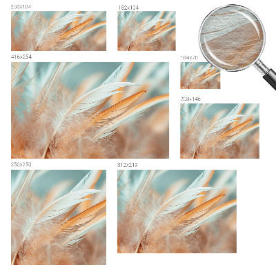 Non-woven photo wallpaper with a delicate feather pattern