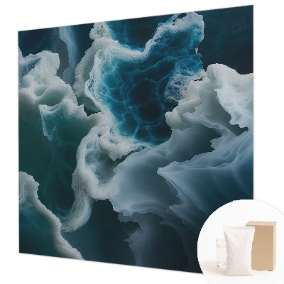 Wall mural with a sea waves design