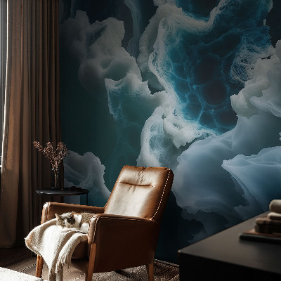 Wall mural with a sea waves design