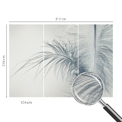 Photo wall mural with a delicate feather design