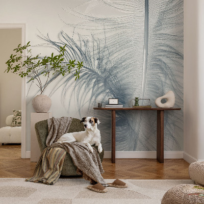 Photo wall mural with a delicate feather design