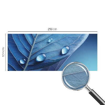 Wall mural for living room with a blue leaf pattern
