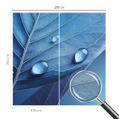 Wall mural for living room with a blue leaf pattern