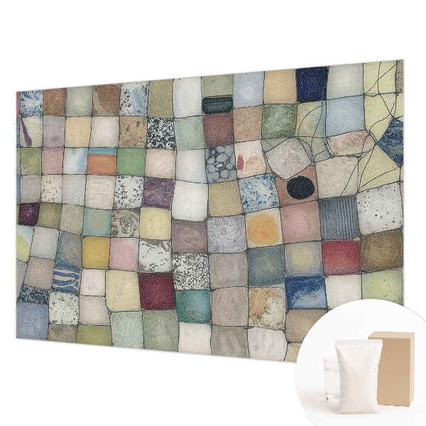 Bedroom wall mural wallpaper with a colorful mosaic design