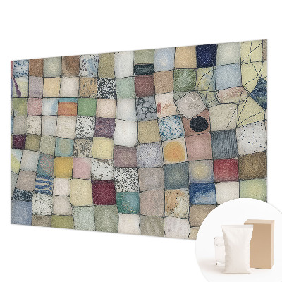Bedroom wall mural wallpaper with a colorful mosaic design