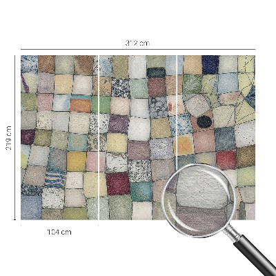 Bedroom wall mural wallpaper with a colorful mosaic design