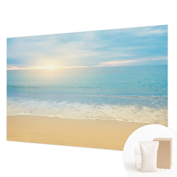 Large wall mural featuring a sunrise scene
