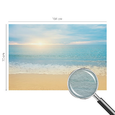 Large wall mural featuring a sunrise scene