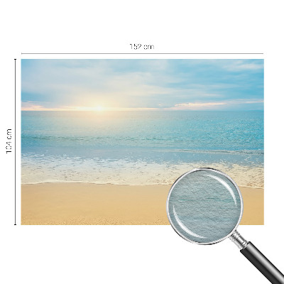 Large wall mural featuring a sunrise scene