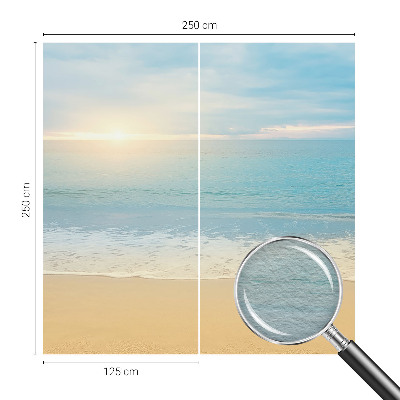 Large wall mural featuring a sunrise scene