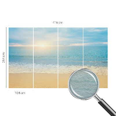 Large wall mural featuring a sunrise scene