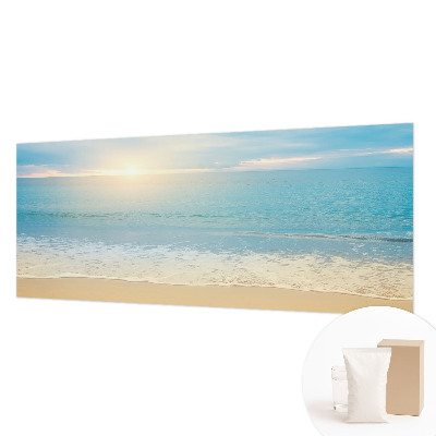 Large wall mural featuring a sunrise scene