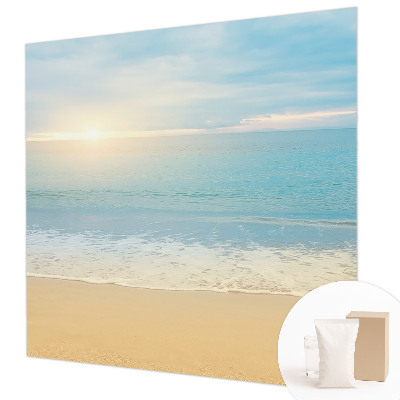 Large wall mural featuring a sunrise scene