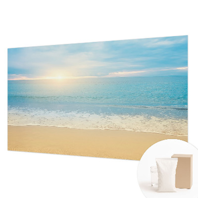 Large wall mural featuring a sunrise scene