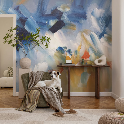 Modern wall mural for bedroom in a colorful strokes design