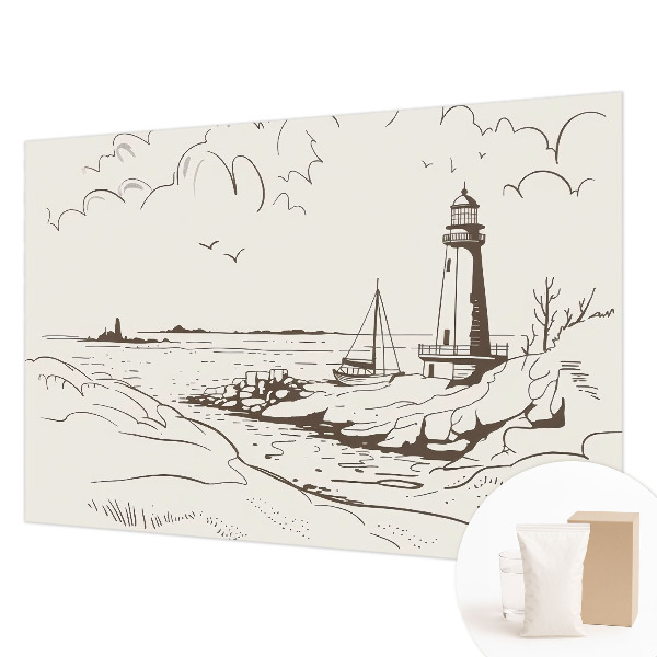 Modern wall mural for living room featuring a coastal landscape design