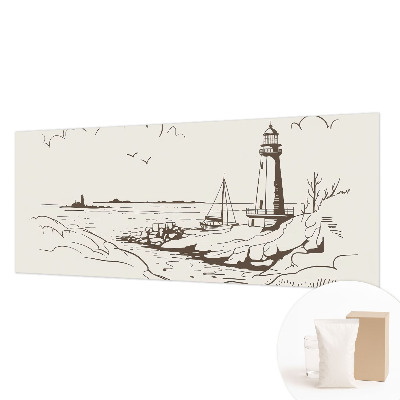 Modern wall mural for living room featuring a coastal landscape design