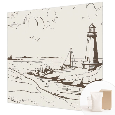 Modern wall mural for living room featuring a coastal landscape design