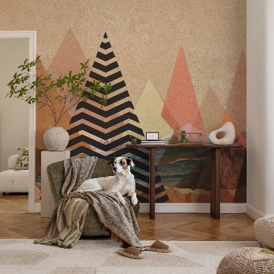 High quality photo wallpaper with an abstract landscape design