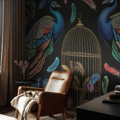 Premium wall mural for bedroom Exotic peacocks
