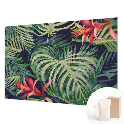 Wall mural with an exotic plants motif