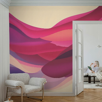 Non-woven wall mural with a liquid waves design