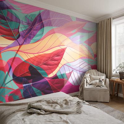 Photo wallpaper with an abstract leaves pattern