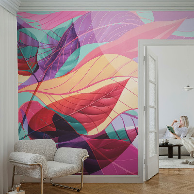 Photo wallpaper with an abstract leaves pattern
