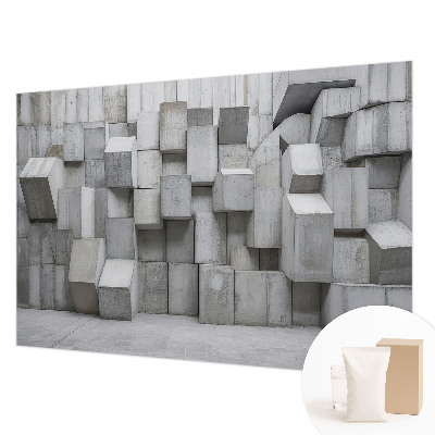 Wall mural for living room with a concrete blocks design