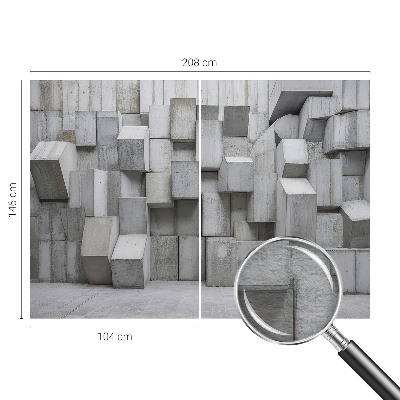 Wall mural for living room with a concrete blocks design