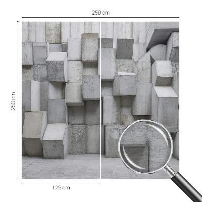 Wall mural for living room with a concrete blocks design