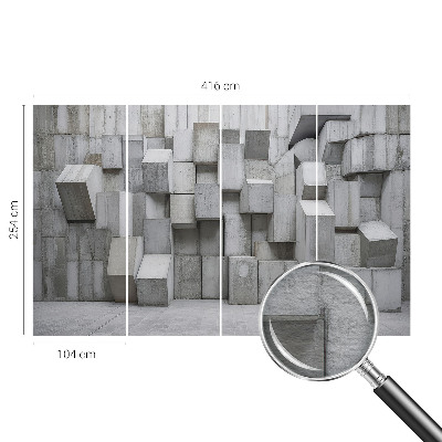 Wall mural for living room with a concrete blocks design