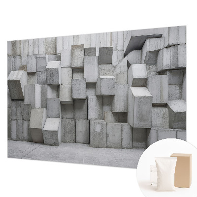 Wall mural for living room with a concrete blocks design