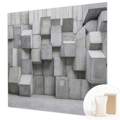 Wall mural for living room with a concrete blocks design