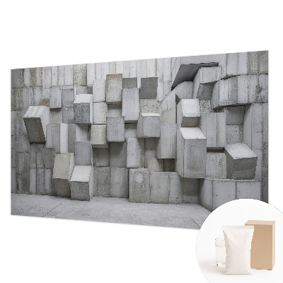 Wall mural for living room with a concrete blocks design