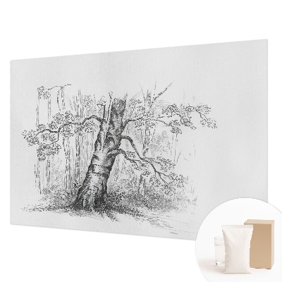 Wallpaper mural for living room with a forest tree motif