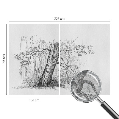 Wallpaper mural for living room with a forest tree motif