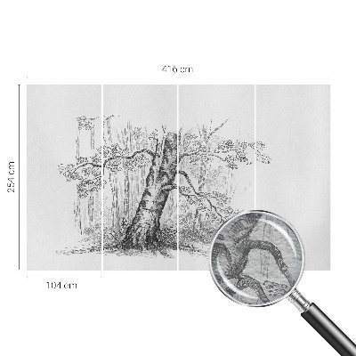 Wallpaper mural for living room with a forest tree motif